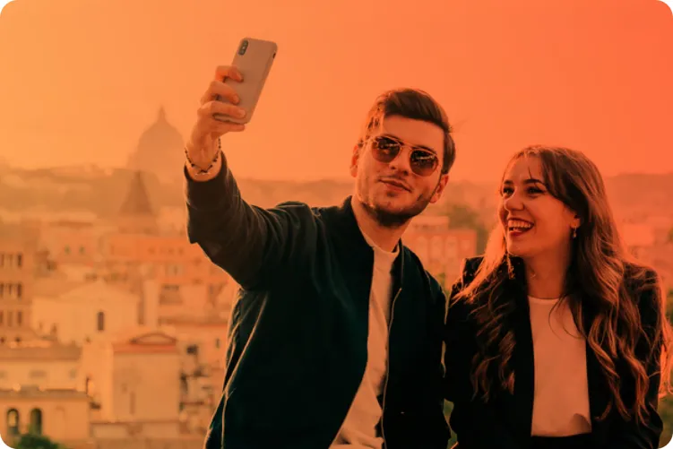 A couple taking a selfie