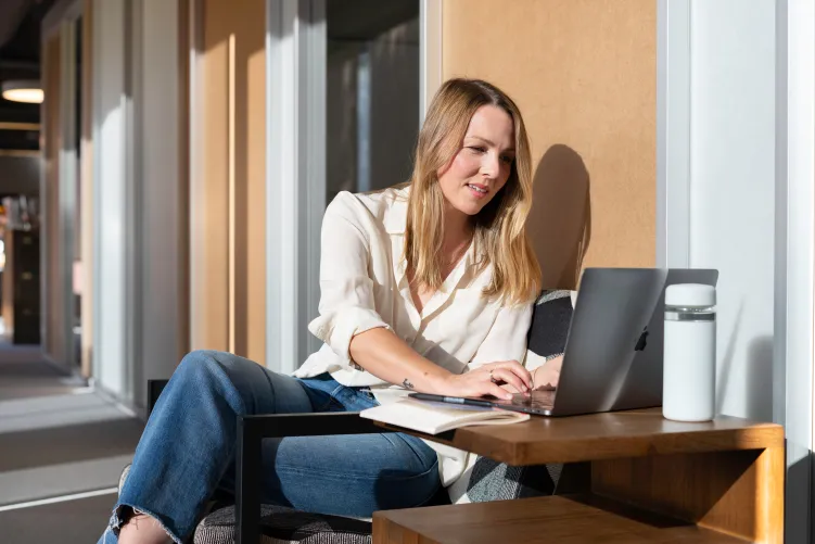 Woman working on laptop