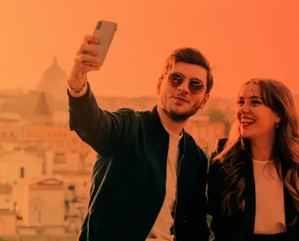 A couple taking a selfie