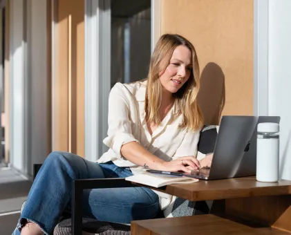 Woman working on laptop 