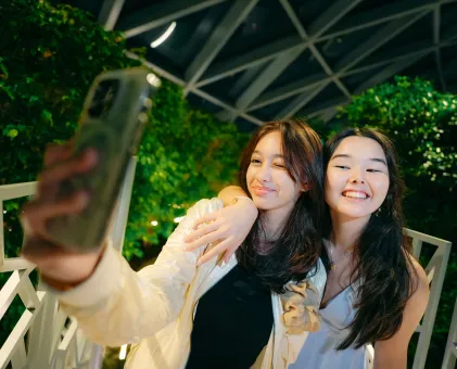 Students snapping photos